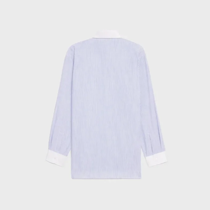 Koszulka oversize z bawełny chambray w paski Koszulka oversize z bawełny chambray w paski