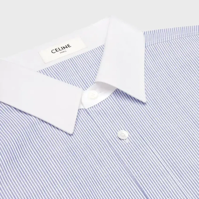Koszulka oversize z bawełny chambray w paski Koszulka oversize z bawełny chambray w paski