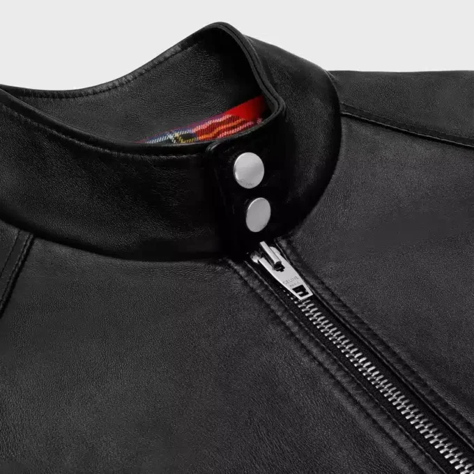 Kurtka typu blouson zapinana na zamek, wykonana z miękkiej skóry jagnięcej