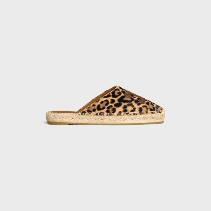 Les Espadrilles CELINE Mule z włosistej skóry cielęcej w panterkę