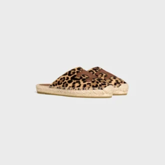 Les Espadrilles CELINE Mule z włosistej skóry cielęcej w panterkę