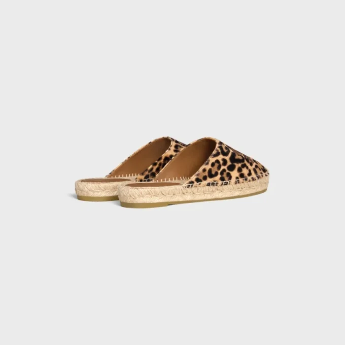 Les Espadrilles CELINE Mule z włosistej skóry cielęcej w panterkę
