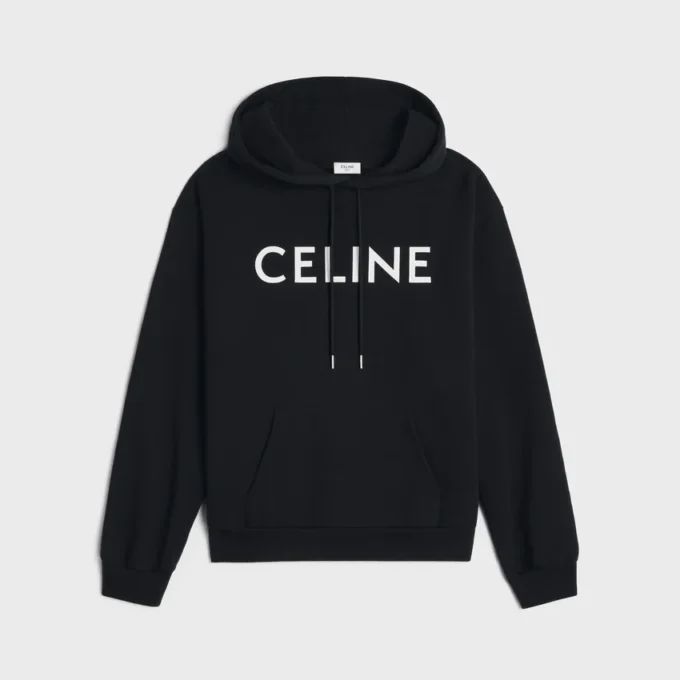 Luźna bluza z kapturem CELINE z bawełnianego polaru Luźna bluza z kapturem CELINE z bawełnianego polaru
