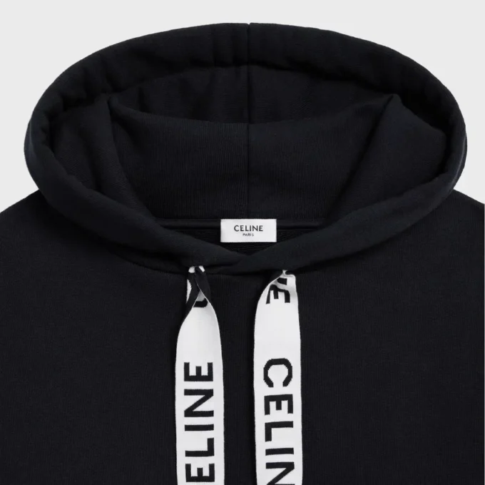 Luźna bluza z kapturem CELINE z bawełnianego polaru Luźna bluza z kapturem CELINE z bawełnianego polaru