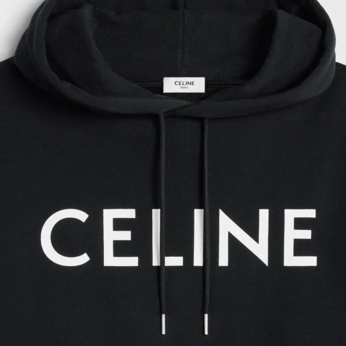 Luźna bluza z kapturem CELINE z bawełnianego polaru Luźna bluza z kapturem CELINE z bawełnianego polaru