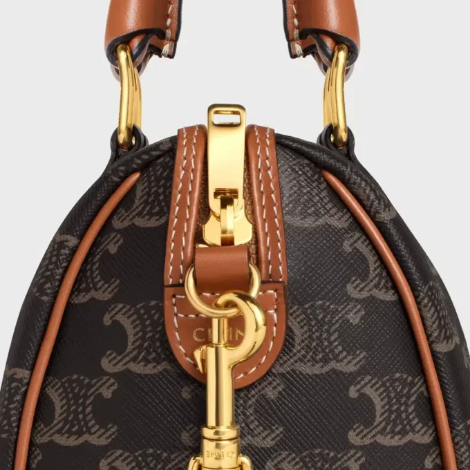 Mała torba typu Boston z Triomphe Canvas i skóry cielęcej