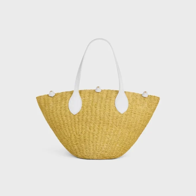 Mały koszyk z koralikami „Triomphe” z sizalu i skóry cielęcej Mały koszyk z koralikami „Triomphe” z sizalu i skóry cielęcej