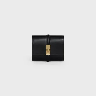 Mały portfel składany na trzy części 16 z satynowanej skóry cielęcej