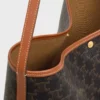 Miękka torba na zakupy z tkaniny Triomphe Canvas i skóry cielęcej Miękka torba na zakupy z tkaniny Triomphe Canvas i skóry cielęcej