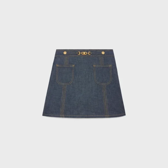 Mini spódniczka o kroju Trapeze z surowego denimu Mini spódniczka o kroju Trapeze z surowego denimu