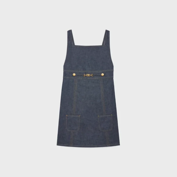 Mini sukienka w stylu empire z surowego denimu