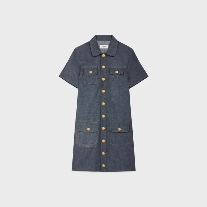 Mini sukienka z surowego denimu