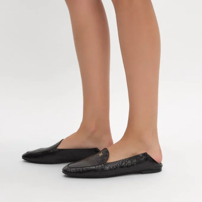 Mokasyny Aura z jagnięcej skóry z wytłoczonym wzorem krokodyla