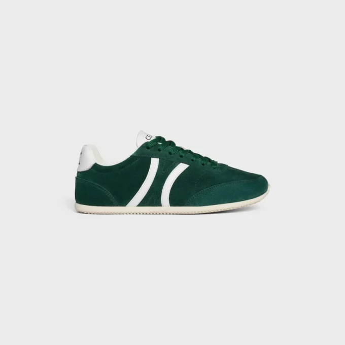 Niskie sznurowane trampki CELINE Jogger z motywem Triomphe, wykonane z zamszowej skóry cielęcej i skóry cielęcej Niskie sznurowane trampki CELINE Jogger z motywem Triomphe, wykonane z zamszowej skóry cielęcej i skóry cielęcej