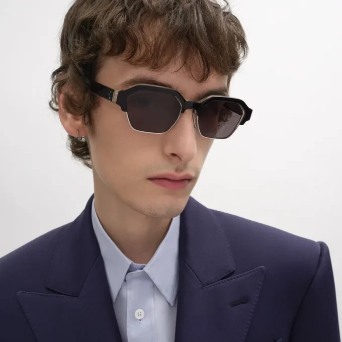 Okulary przeciwsłoneczne Black Frame 63 z oprawką z acetatu i metalu Okulary przeciwsłoneczne Black Frame 63 z oprawką z acetatu i metalu