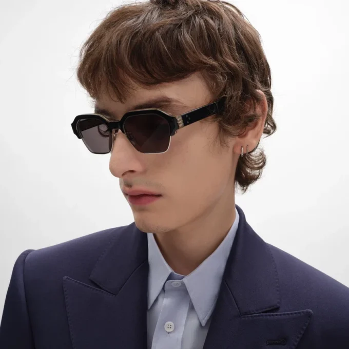 Okulary przeciwsłoneczne Black Frame 63 z oprawką z acetatu i metalu Okulary przeciwsłoneczne Black Frame 63 z oprawką z acetatu i metalu