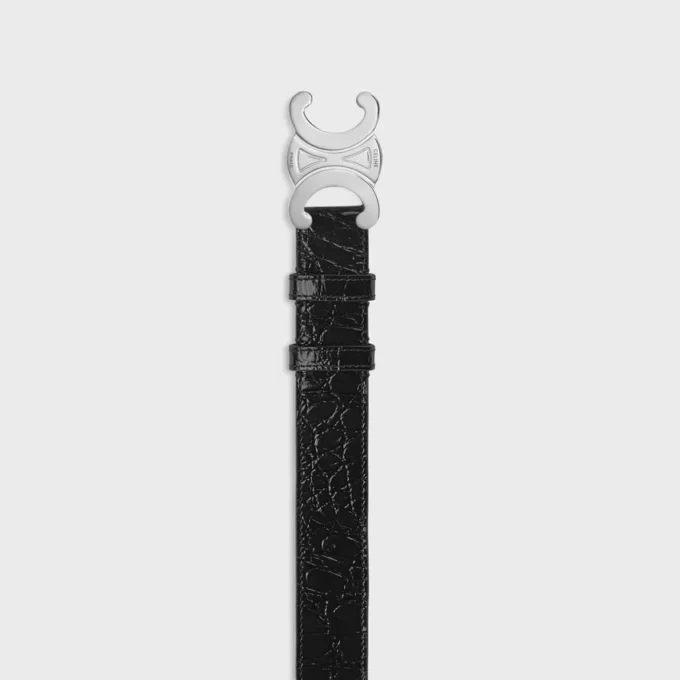 Pasek Triomphe 30 mm z cielęcej skóry z wytłoczonym wzorem krokodyla Pasek Triomphe 30 mm z cielęcej skóry z wytłoczonym wzorem krokodyla