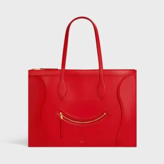 Płaska torba Luggage z błyszczącej skóry cielęcej