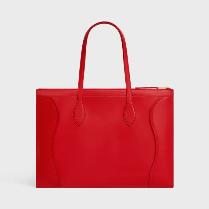 Płaska torba Luggage z błyszczącej skóry cielęcej