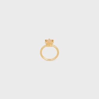 Pierścionek Triomphe Solitaire Sparkle z kryształkami i mosiądzu z wykończeniem w kolorze złotym Pierścionek Triomphe Solitaire Sparkle z kryształkami i mosiądzu z wykończeniem w kolorze złotym