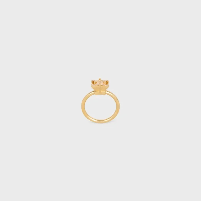 Pierścionek Triomphe Solitaire Sparkle z kryształkami i mosiądzu z wykończeniem w kolorze złotym Pierścionek Triomphe Solitaire Sparkle z kryształkami i mosiądzu z wykończeniem w kolorze złotym