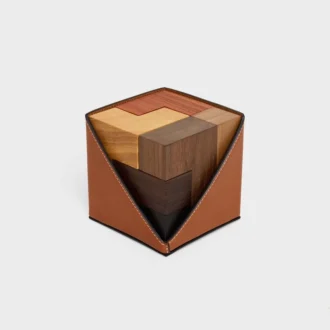 Puzzle Cube w drewnianym etui z naturalnej skóry cielęcej