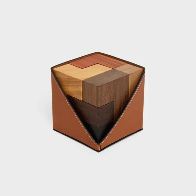 Puzzle Cube w drewnianym etui z naturalnej skóry cielęcej