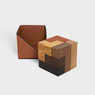Puzzle Cube w drewnianym etui z naturalnej skóry cielęcej