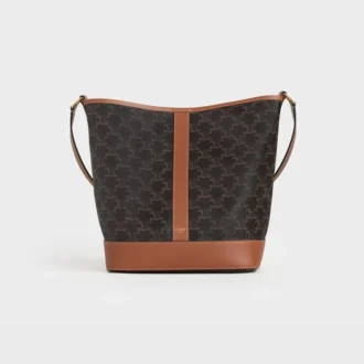 Średnia torba typu bucket z tkaniny Triomphe Canvas i skóry cielęcej