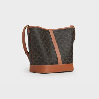 Średnia torba typu bucket z tkaniny Triomphe Canvas i skóry cielęcej