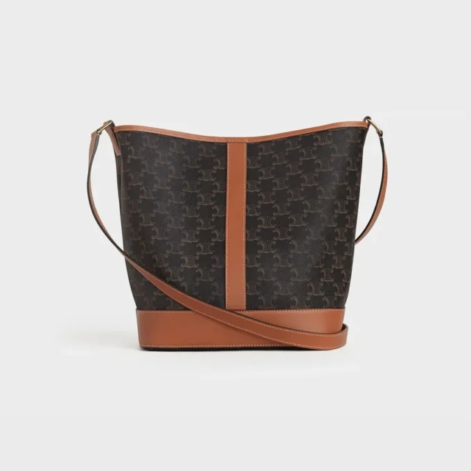 Średnia torba typu bucket z tkaniny Triomphe Canvas i skóry cielęcej Średnia torba typu bucket z tkaniny Triomphe Canvas i skóry cielęcej