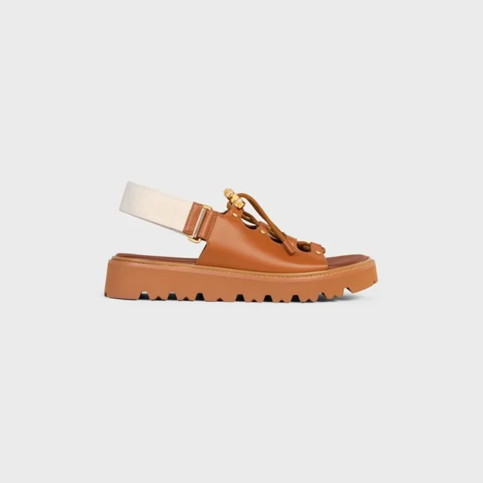 Sandały CELINE Billie Chunky z cielęcej skóry i tkaniny Sandały CELINE Billie Chunky z cielęcej skóry i tkaniny