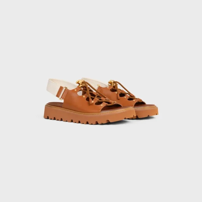Sandały CELINE Billie Chunky z cielęcej skóry i tkaniny Sandały CELINE Billie Chunky z cielęcej skóry i tkaniny