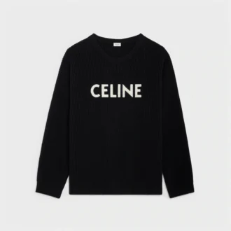 Sweter oversize CELINE z prążkowanej wełny
