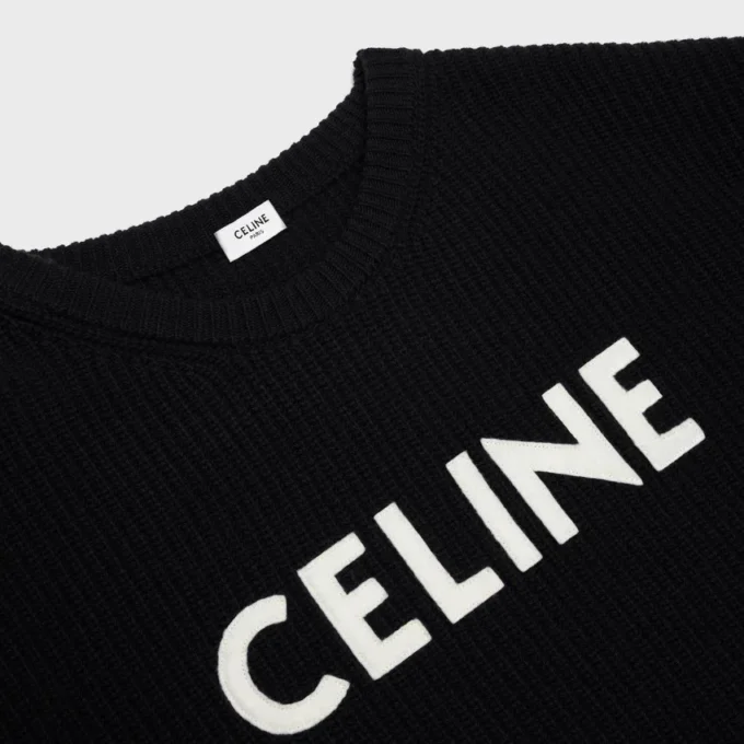 Sweter oversize CELINE z prążkowanej wełny Sweter oversize CELINE z prążkowanej wełny