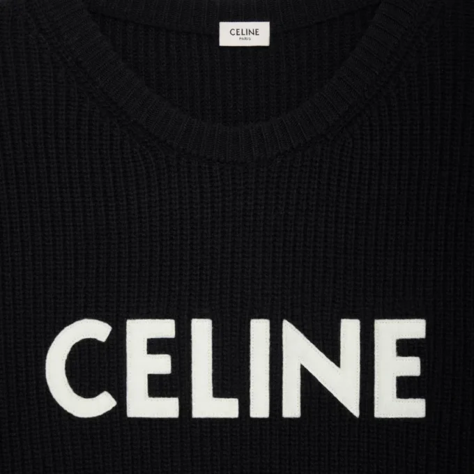 Sweter oversize CELINE z prążkowanej wełny Sweter oversize CELINE z prążkowanej wełny