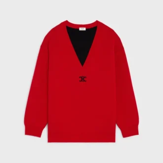 Sweter oversize z dekoltem w serek z kaszmiru