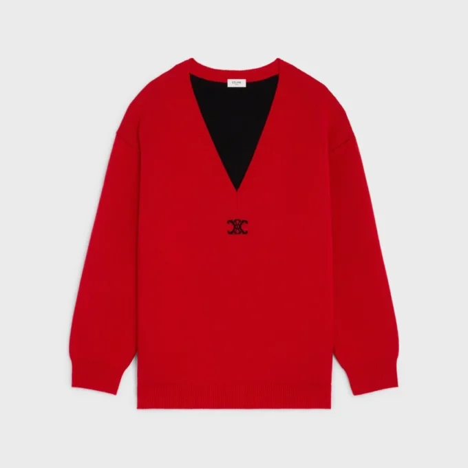 Sweter oversize z dekoltem w serek z kaszmiru Sweter oversize z dekoltem w serek z kaszmiru