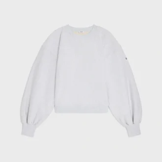 Sweter oversize z okrągłym dekoltem z bawełnianego polaru