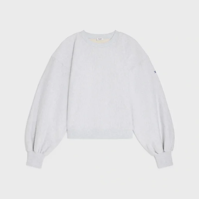 Sweter oversize z okrągłym dekoltem z bawełnianego polaru