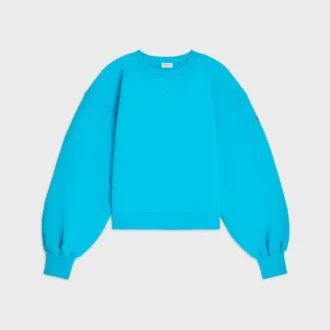 Sweter oversize z okrągłym dekoltem z bawełnianego polaru