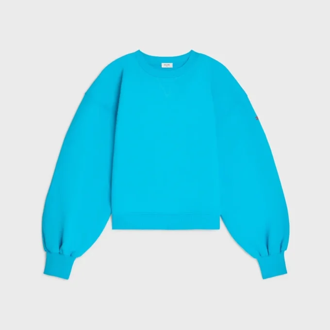 Sweter oversize z okrągłym dekoltem z bawełnianego polaru Sweter oversize z okrągłym dekoltem z bawełnianego polaru