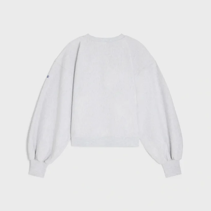 Sweter oversize z okrągłym dekoltem z bawełnianego polaru