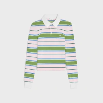 Sweter polo z bawełny w paski