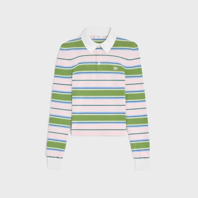 Sweter polo z bawełny w paski Sweter polo z bawełny w paski