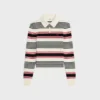 Sweter polo z bawełny w paski Sweter polo z bawełny w paski