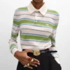 Sweter polo z bawełny w paski Sweter polo z bawełny w paski
