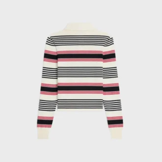Sweter polo z bawełny w paski