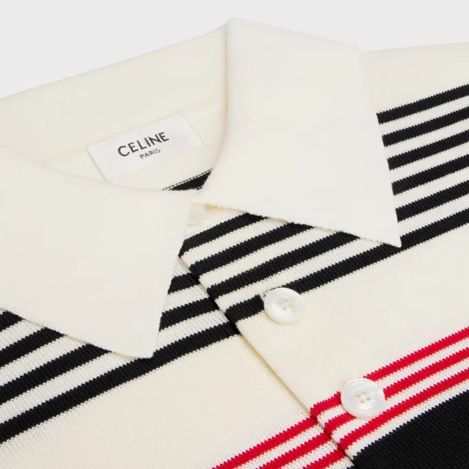 Sweter polo z bawełny w paski Sweter polo z bawełny w paski
