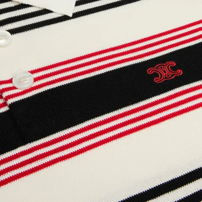 Sweter polo z bawełny w paski Sweter polo z bawełny w paski